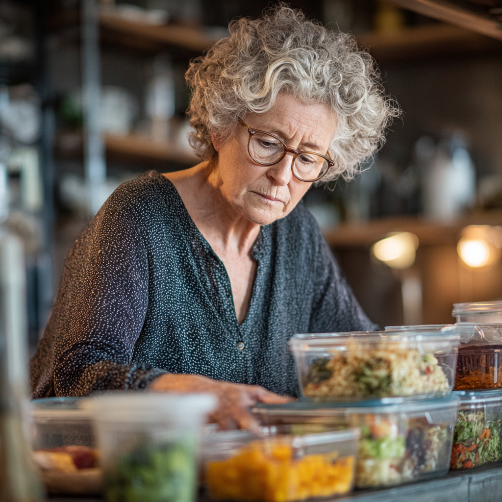Nutritionist senior planificând mese sănătoase